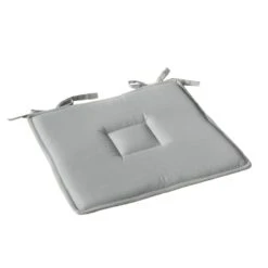 Home Maison Galette Plate Unie En Coton Passepoil Et Nouettes Gris 40 X 40