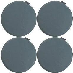 Magma Galettes De Chaise Bleu Pétrole Imitation Cuir - D.37 - Lot De 4