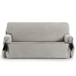 Eysa Housse De Canapé 2 Places Avec Des Rubans Gris Clair 140 - 180 Cm