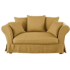 Maisons Du Monde Housse De Canapé 2 Places En Lin Froissé Ocre