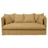 Maisons Du Monde Housse De Canapé 3/4 Places En Lin Froissé Ocre