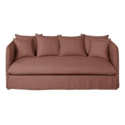 Maisons Du Monde Housse De Canapé 3/4 Places En Lin Supérieur Rouge Rhubarbe