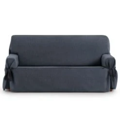 Eysa Housse De Canapé 3 Places Avec Des Rubans Bleu 180 - 230 Cm