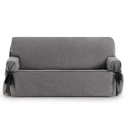 Eysa Housse De Canapé 3 Places Avec Des Rubans Gris Foncé 180 - 230 Cm