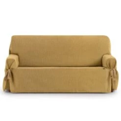 Eysa Housse De Canapé 3 Places Avec Des Rubans Jaune 180 - 230 Cm