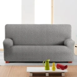 Eysa Housse De Canapé 3 Places Extensible Gris Clair 180 - 260 Cm -Maisons Du Monde Boutique housse de canape 3 places extensible gris clair 180 260 cm 2