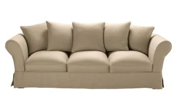 Maisons Du Monde Housse De Canapé 4/5 Places En Lin Froissé Beige Ficelle 6 Maisons Du Monde Housse De Canapé 4/5 Places En Lin Froissé Beige Ficelle – Image 4