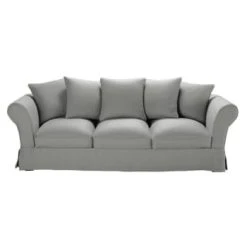 Maisons Du Monde Housse De Canapé 4/5 Places En Lin Froissé Blanc -Maisons Du Monde Boutique housse de canape 4 5 places en lin froisse gris clair roma 1000 13 29 204455 1