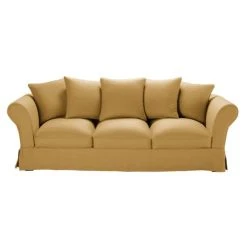 Maisons Du Monde Housse De Canapé 4/5 Places En Lin Froissé Ocre