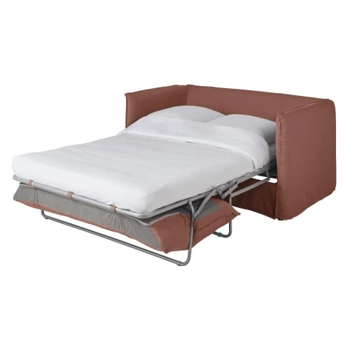 Maisons Du Monde Housse De Canapé Convertible 2 Places En Lin Supérieur Rouge Rhubarbe 4 Maisons Du Monde Housse De Canapé Convertible 2 Places En Lin Supérieur Rouge Rhubarbe – Image 2