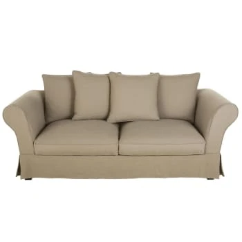 Maisons Du Monde Housse De Canapé Convertible 3/4 Places (12 Cm) En Lin Froissé Beige Ficelle 7 Maisons Du Monde Housse De Canapé Convertible 3/4 Places (12 Cm) En Lin Froissé Beige Ficelle – Image 5