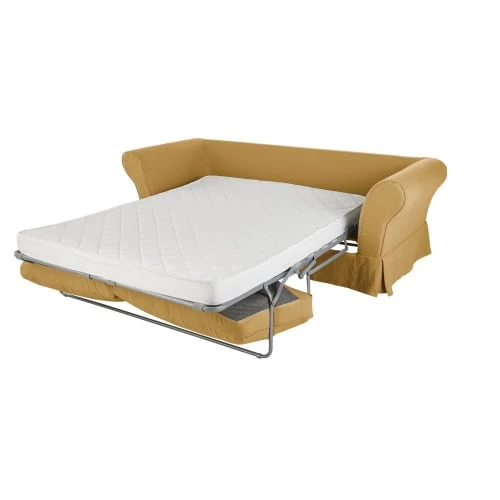 Maisons Du Monde Housse De Canapé Convertible 3/4 Places (12 Cm) En Lin Froissé Ocre 4 Maisons Du Monde Housse De Canapé Convertible 3/4 Places (12 Cm) En Lin Froissé Ocre – Image 2