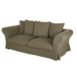 Maisons Du Monde Housse De Canapé Convertible 3/4 Places (12 Cm) En Lin Froissé Vert Kaki -Maisons Du Monde Boutique housse de canape convertible 3 4 places 12 cm en lin froisse vert kaki 1000 10 26 204452 3