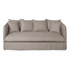 Maisons Du Monde Housse De Canapé Convertible 3/4 Places En Lin Supérieur Beige Ficelle