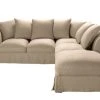 Maisons Du Monde Housse De Canapé D'angle Convertible (6 Cm) En Lin Froissé Beige Ficelle