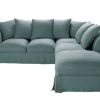 Maisons Du Monde Housse De Canapé D'angle Convertible (6 Cm) En Lin Froissé Bleu Céladon