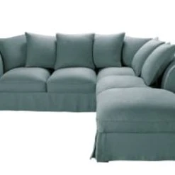 Maisons Du Monde Housse De Canapé D'angle Convertible (6 Cm) En Lin Froissé Bleu Céladon -Maisons Du Monde Boutique housse de canape d angle convertible 6 cm en lin froisse bleu celadon roma 1000 7 40 204466 1 1
