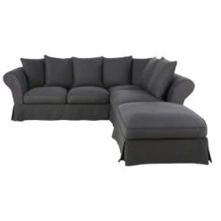 Maisons Du Monde Housse De Canapé D'angle Convertible (6 Cm) En Lin Froissé Gris Clair -Maisons Du Monde Boutique housse de canape d angle convertible 6 cm en lin froisse gris anthracite roma 1000 6 39 204465 1 5