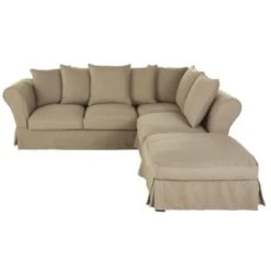 Maisons Du Monde Housse De Canapé D'angle Convertible En Lin Froissé Gris Anthracite -Maisons Du Monde Boutique housse de canape d angle convertible en lin froisse beige ficelle roma 1000 13 5 204472 1 2
