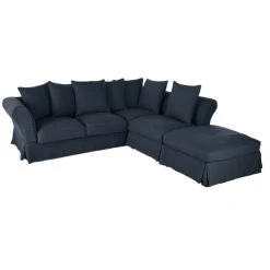 Maisons Du Monde Housse De Canapé D'angle Convertible En Lin Froissé Bleu Nuit -Maisons Du Monde Boutique housse de canape d angle convertible en lin froisse bleu nuit 1000 0 9 204476 3