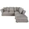 Maisons Du Monde Housse De Canapé D'angle Convertible En Lin Froissé Gris Clair