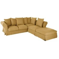 Maisons Du Monde Housse De Canapé D'angle Convertible En Lin Froissé Ocre -Maisons Du Monde Boutique housse de canape d angle convertible en lin froisse ocre 1000 2 11 204478 3