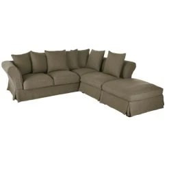 Maisons Du Monde Housse De Canapé D'angle Convertible En Lin Froissé Vert Kaki -Maisons Du Monde Boutique housse de canape d angle convertible en lin froisse vert kaki 1000 3 12 204479 3