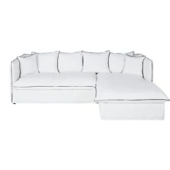 Maisons Du Monde Housse De Canapé D'angle Droit En Lin Froissé écru