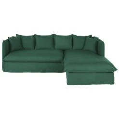 Maisons Du Monde Housse De Canapé D'angle Droit En Lin Froissé Vert