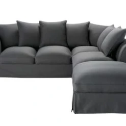 Maisons Du Monde Housse De Canapé D'angle Fixe Et Convertible 6 Places (matelas 6 Cm) Gris Ardoise