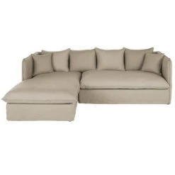 Maisons Du Monde Housse De Canapé D'angle Gauche En Lin Froissé Beige