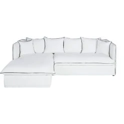 Maisons Du Monde Housse De Canapé D'angle Gauche En Lin Froissé Blanc Et Noir