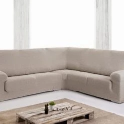 Eysa Housse De Canapé En Coin 3+1 Places Beige 450 Cm -Maisons Du Monde Boutique housse de canape en coin 3 1 places beige 450 cm 2