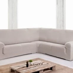 Eysa Housse De Canapé En Coin 3+1 Places écru 450 Cm -Maisons Du Monde Boutique housse de canape en coin 3 1 places ecru 450 cm 2