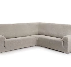 Eysa Housse De Canapé En Coin 3+2 Places Taupe 600 Cm -Maisons Du Monde Boutique housse de canape en coin 3 2 places ecru 600 cm eysa premium