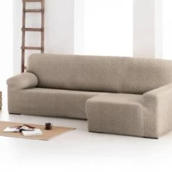 Eysa Housse De Canapé En L Droite Extensible Taupe 250 - 360 Cm -Maisons Du Monde Boutique housse de canape en l droite extensible taupe 250 360 cm 2