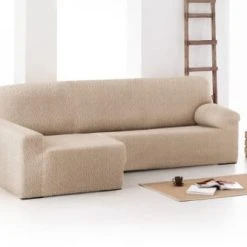Eysa Housse De Canapé En L Gauche Extensible Beige 250 - 360 Cm -Maisons Du Monde Boutique housse de canape en l gauche extensible beige 250 360 cm 2