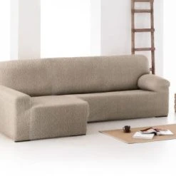 Eysa Housse De Canapé En L Gauche Extensible Taupe 250 - 360 Cm -Maisons Du Monde Boutique housse de canape en l gauche extensible taupe 250 360 cm 2