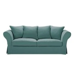 Maisons Du Monde Housse De Canapé Fixe Et Convertible 3/4 Places (6 Cm) En Lin Froissé Terracotta -Maisons Du Monde Boutique housse de canape fixe et convertible 3 4 places 6 cm en lin froisse bleu celadon roma 1000 14 13 204439 2 4