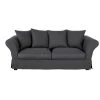 Maisons Du Monde Housse De Canapé Fixe Et Convertible 3/4 Places (6 Cm) En Lin Froissé Gris Anthracite