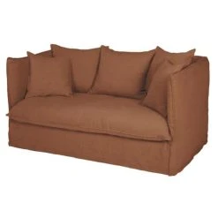 Maisons Du Monde Housse De Canapé-lit 2 Places En Lin Froissé Orange De Sienne -Maisons Du Monde Boutique housse de canape lit 2 places en lin froisse orange de sienne 1000 10 17 221622 2