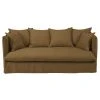 Maisons Du Monde Housse De Canapé-lit 3/4 Places En Lin Froissé Marron Havane