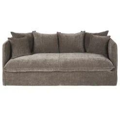 Maisons Du Monde Housse De Canapé-lit 3/4 Places En Velours Côtelé Marron écorce