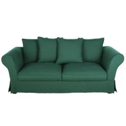 Maisons Du Monde Housse De Canapé-lit 3/4 Places (matelas 12 Cm) En Lin Froissé Vert