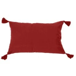 Vent Du Sud Housse De Coussin à Pompons Non Garnie Rouge 60x40