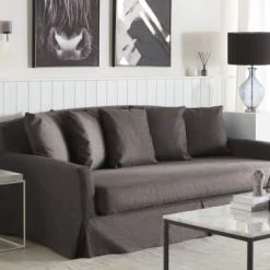 Beliani Housse Pour Canapé 3 Places Gris Foncé -Maisons Du Monde Boutique housse pour canape 3 places gris fonce 1
