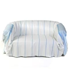 Fouta Futée Jeté De Canapé 100% Coton Blanc Rayures Bleu 200 X 300 -Maisons Du Monde Boutique jete de canape 100 coton blanc rayures bleu 200 x 300 carthage