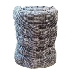 Casatera Matelas De Sol Coton Block Print Imprimé Blanc Sur Fond Bleu De Prusse