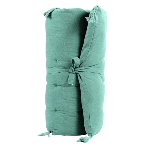 Douceur D'Intérieur Matelas De Sol Coton Uni Menthe + Pompons 60x120cm 4 Douceur D'Intérieur Matelas De Sol Coton Uni Menthe + Pompons 60x120cm – Image 2