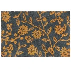 Wadiga Paillasson Coco Bleu à Fleurs 60x40cm